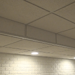 Basement Ceiling tile USG #808 Sandrift w ductwork boxed out